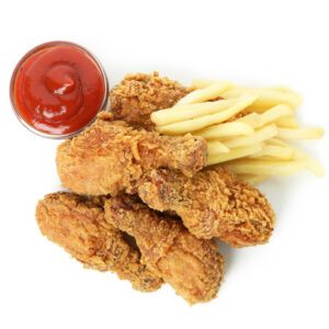 46 Chicken Wings mit Pommes oder Kroketten
